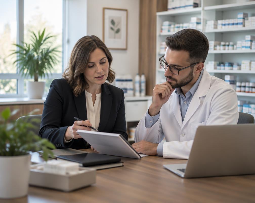 Pharma professionals at work — illustrative placeholder